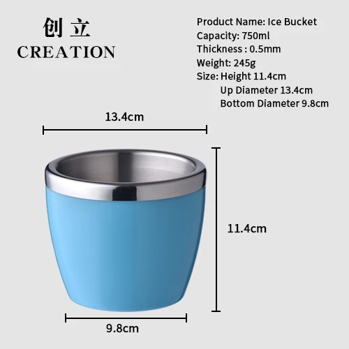 Factory Direct 2.5L double wall wine cooler stainless steel small metal champagne beer ice bucket with lid