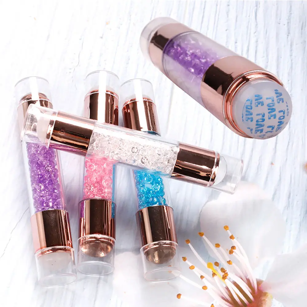 Premium Quality Silicone Stamp Crystal Handle French Smile Nail Art Stencil Tools Stamping Plate Set Double Sided Nail Stamper