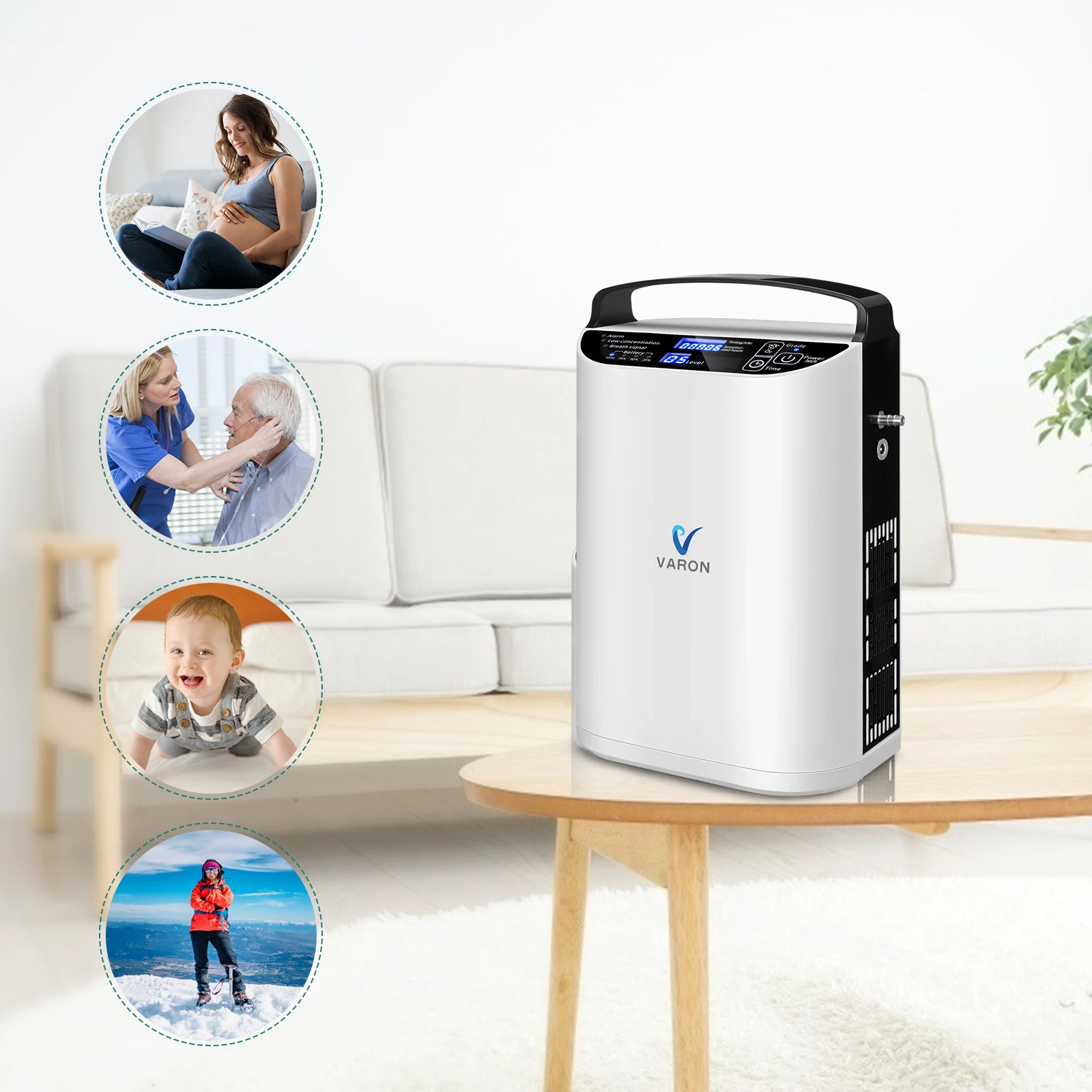 Varon Easy to Carry Pulse Flow Oxygen Concentrator with battery
