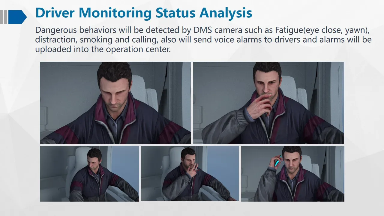 Richmor smart AI forklift solution suppprot 4g wifi g-sensor mdvr DMS BSD is optional seat belt detection and speech control