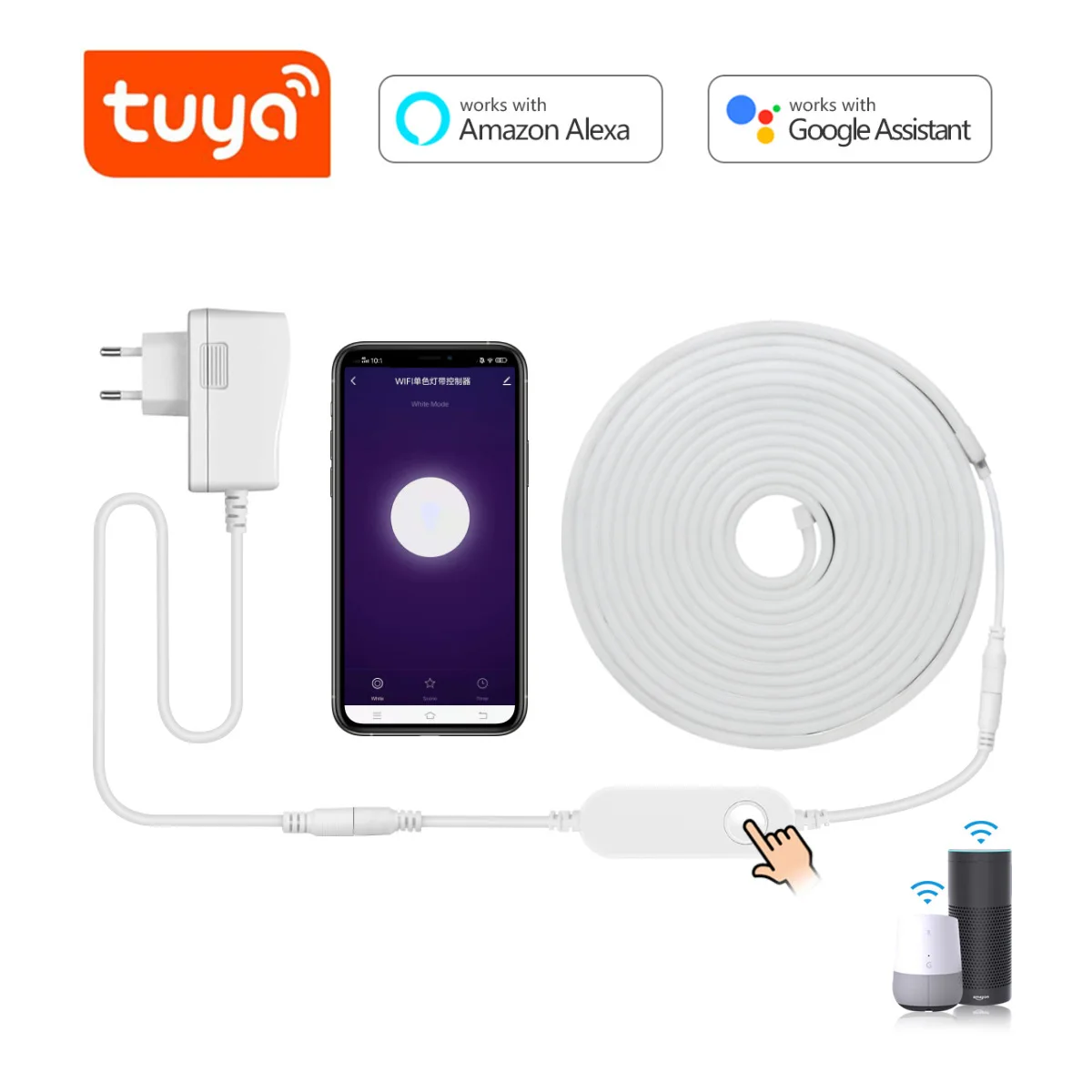 Tuya App-controlled LED flexible neon led stripe light with RGB color changing silicone creative soft light strip