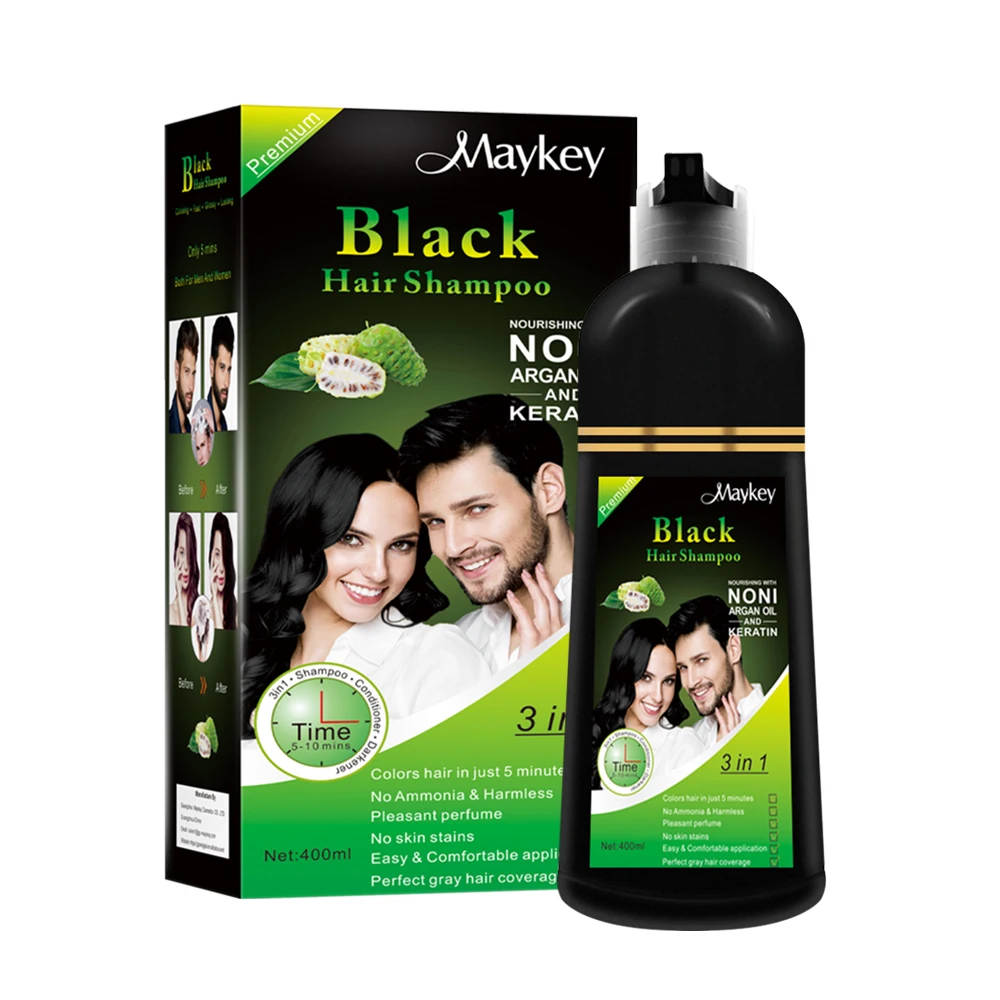 MAYKAY 16 Years OEM ODM Private Label Hair Care Factory Free Sample Black Hair Shampoo 3 in 1 for Covering Gray Hair Permanent