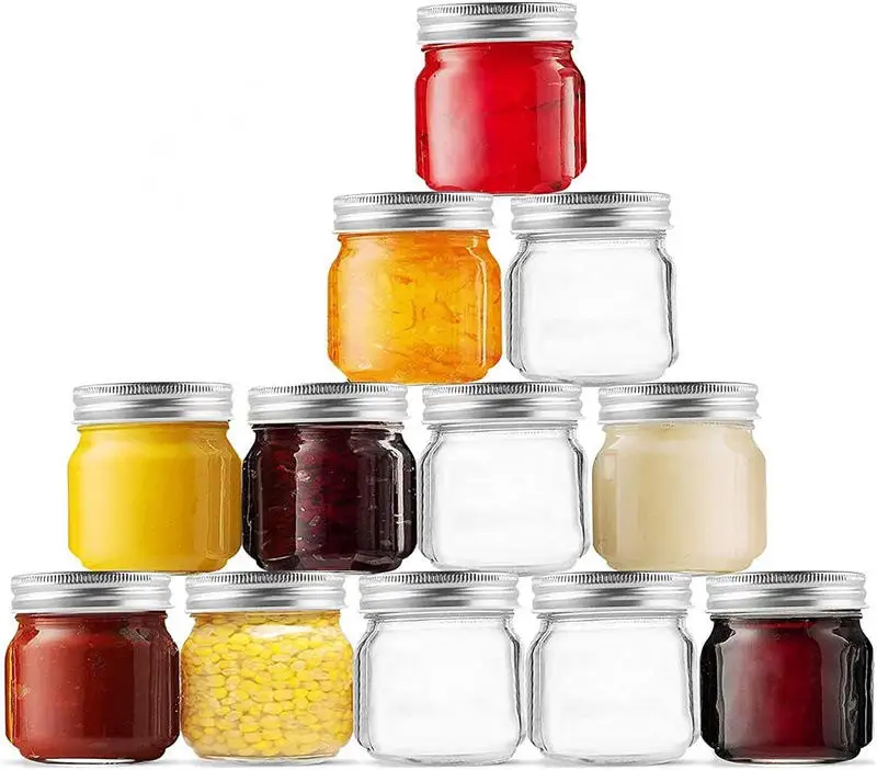 Food-Grade 8oz 250ml Glass Mason Jar Canning Food Storage Jar With Metal Lid Glass Jar Food Glass Container For Honey Jam