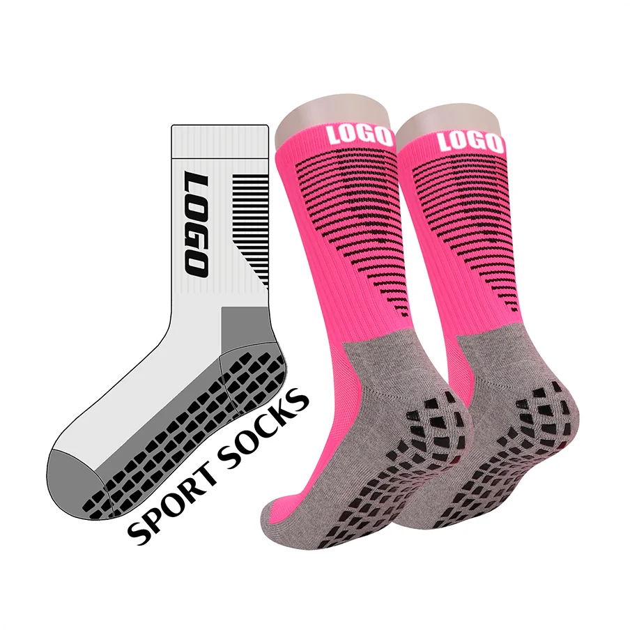 Wholesale New Design Breathable Custom Sports Non Slip Soccer Socks Knitting Anti Slip Grip Football Socks