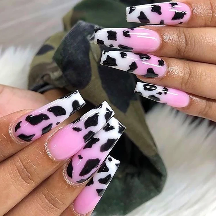 Senboma wholesale  cow  Salon false nails colorful press on nails