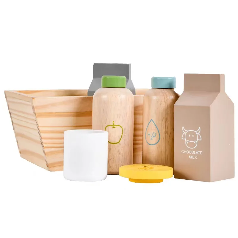 New promotion  hot style family toys kitchen suit simulated wooden box breakfast combination