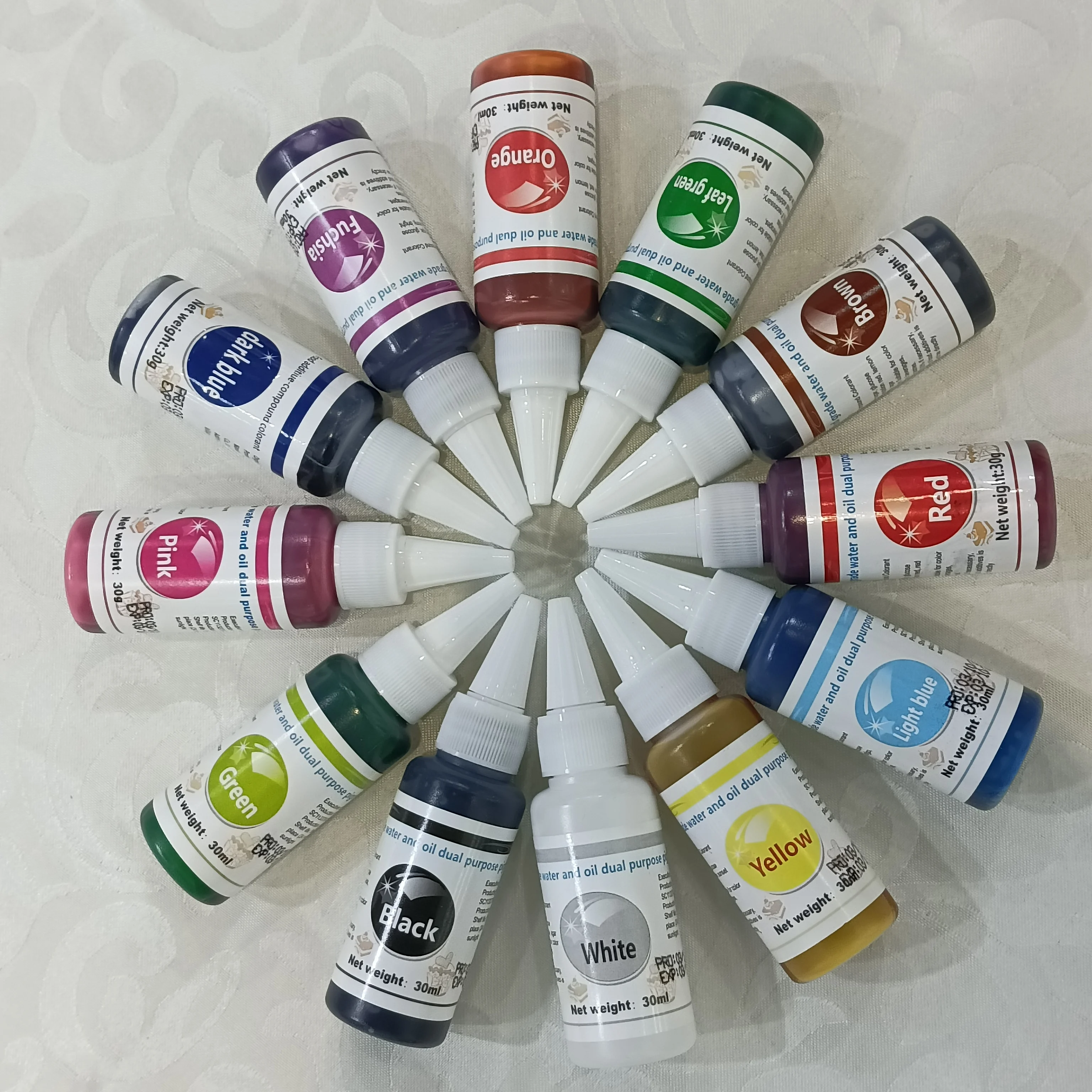 Cocosir Factory Price Colorant 21 Colors Edible Food Coloring Gel Water Solubility Color For Cake Cookies 10ml