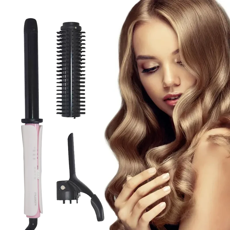 Factory Private Mode Long Barrel Hair Curling Iron LED Display Hair Brush 3 Heat Settings Electric Hair Comb