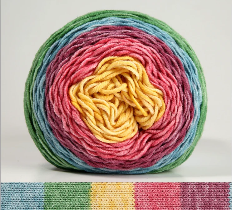 Charmkey Cotton Acrylic hand knitting rainbow crochet yarn cake