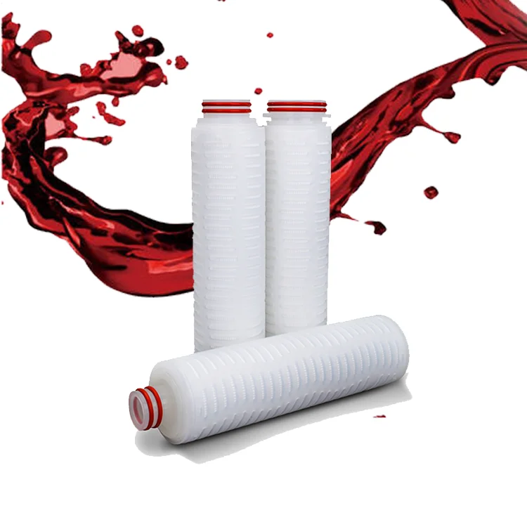 Good Chemical Compatibility 0.22 um PES Membrane 10' Pleated Filter Cartridges For Wine Filtration in Can