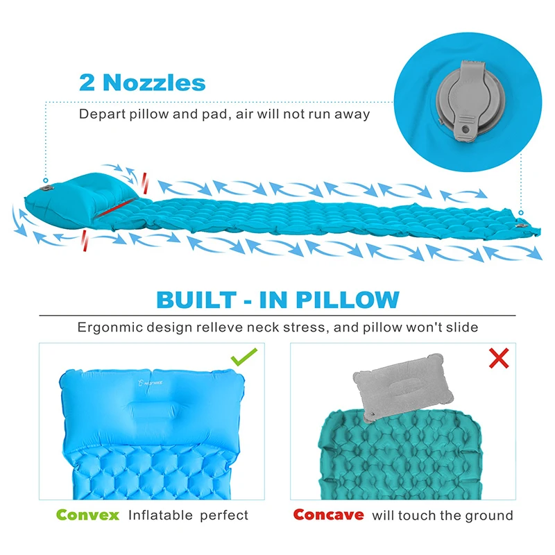 HOMFUL ультралегкий надувной матрас из ТПУ, коврик для сна, коврик для кемпинга на открытом воздухе с прилагаемой подушкой