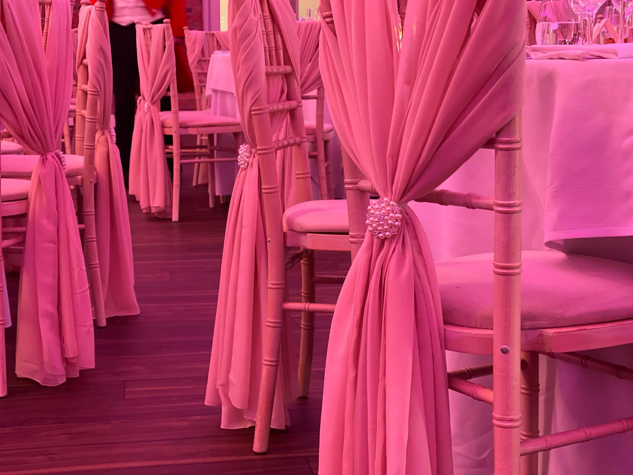 SH043 white chair sash sage vertical chair sash brooch