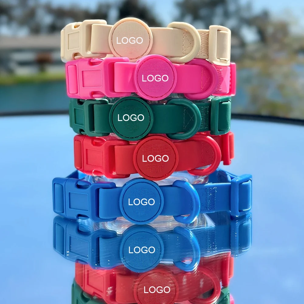 Dog Collar Waterproof Pet Collars Adjustable, Durable Flex Poly Coated Nylon Basic Dog Collars in Size S/M/L Can Customize logo