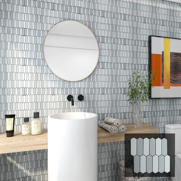 China Foshan factory porcelain mosaic tile for bathroom kitchen backsplash wall hotel shower hall wall