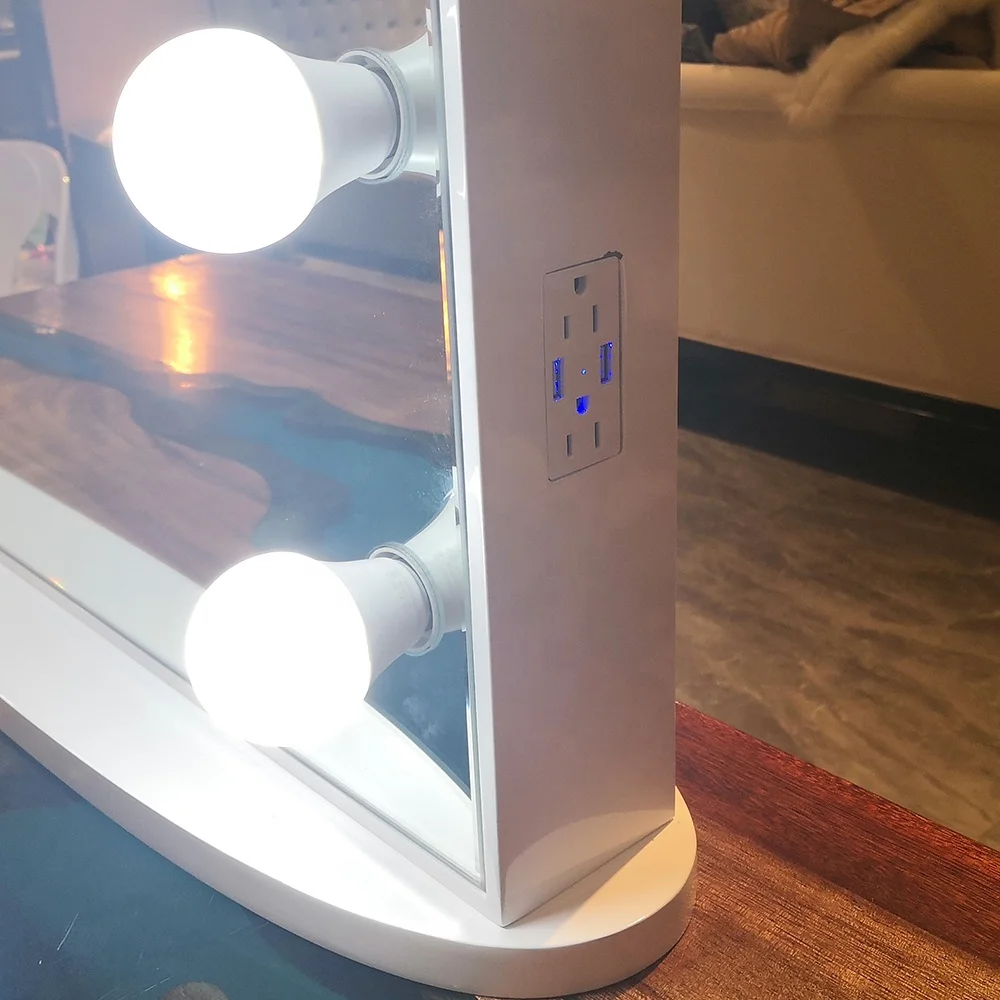 В наличии! Docarelife роскошное деревянное бескаркасное косметическое зеркало для макияжа голливудское зеркало с светильник светодио дный лампочки