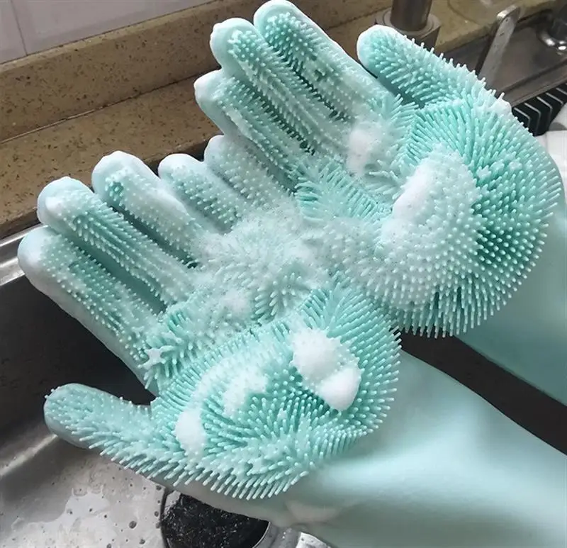 1Pair Silicone Cleaning Gloves Multifunction gant vaisselle Magic Silicone Dish Washing Gloves For Kitchen
