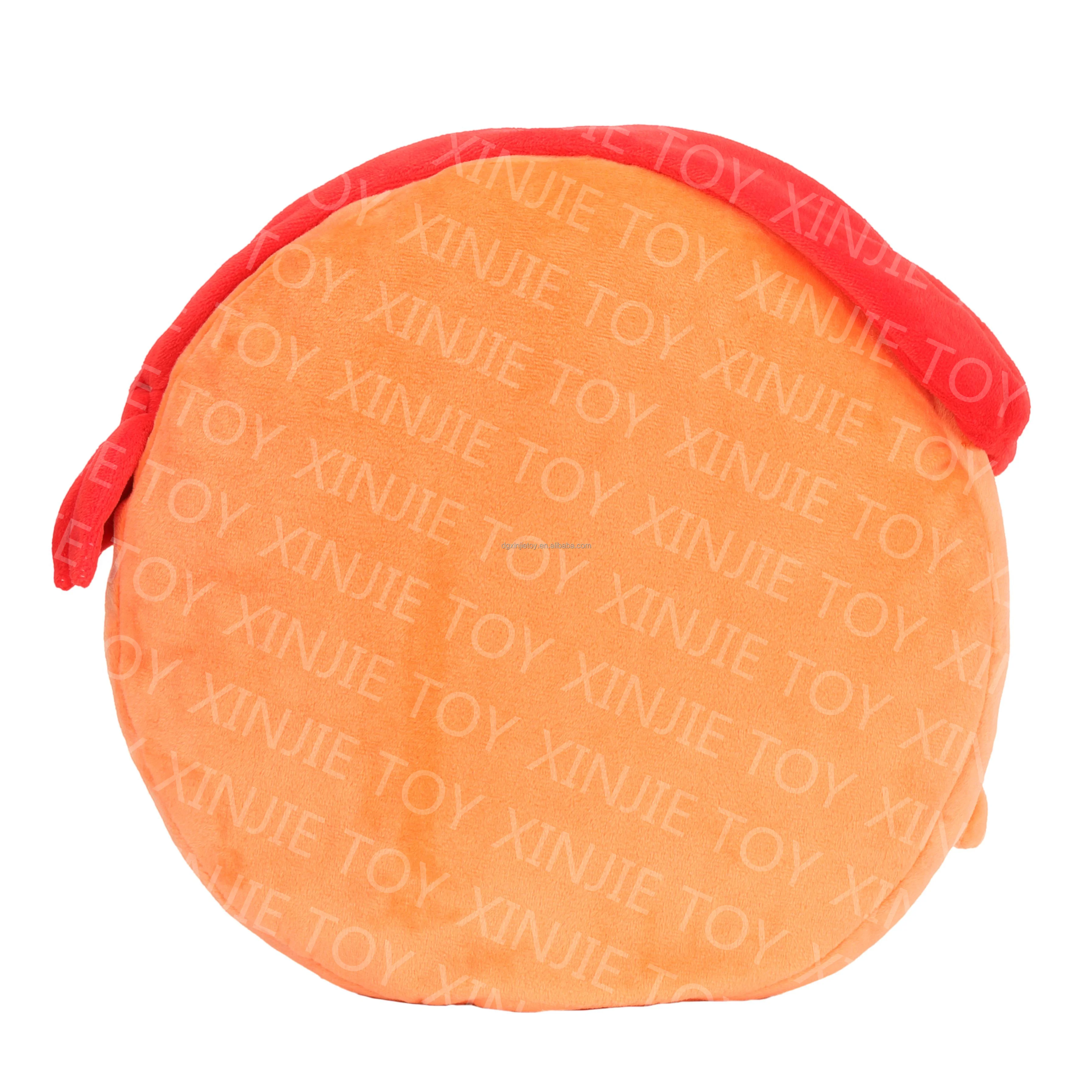 Factory-custom Cookie soft pillow with embroidered logo Orange cookie plush pillows Cute cookie stuffed pillow