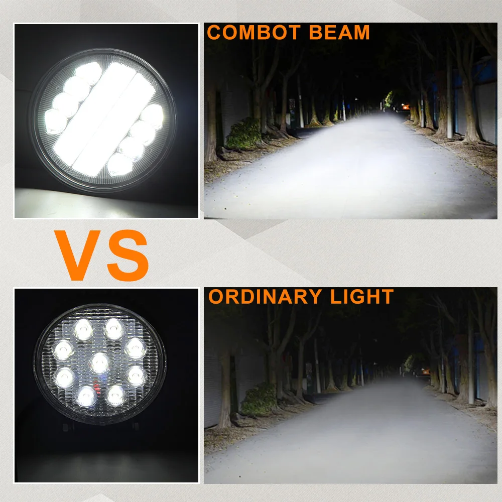 Easy To Install 3000Lm Round 12V 3000K Amber Angle Eyes 45W Truck 4X4 Led Auxiliary Driving Lights
