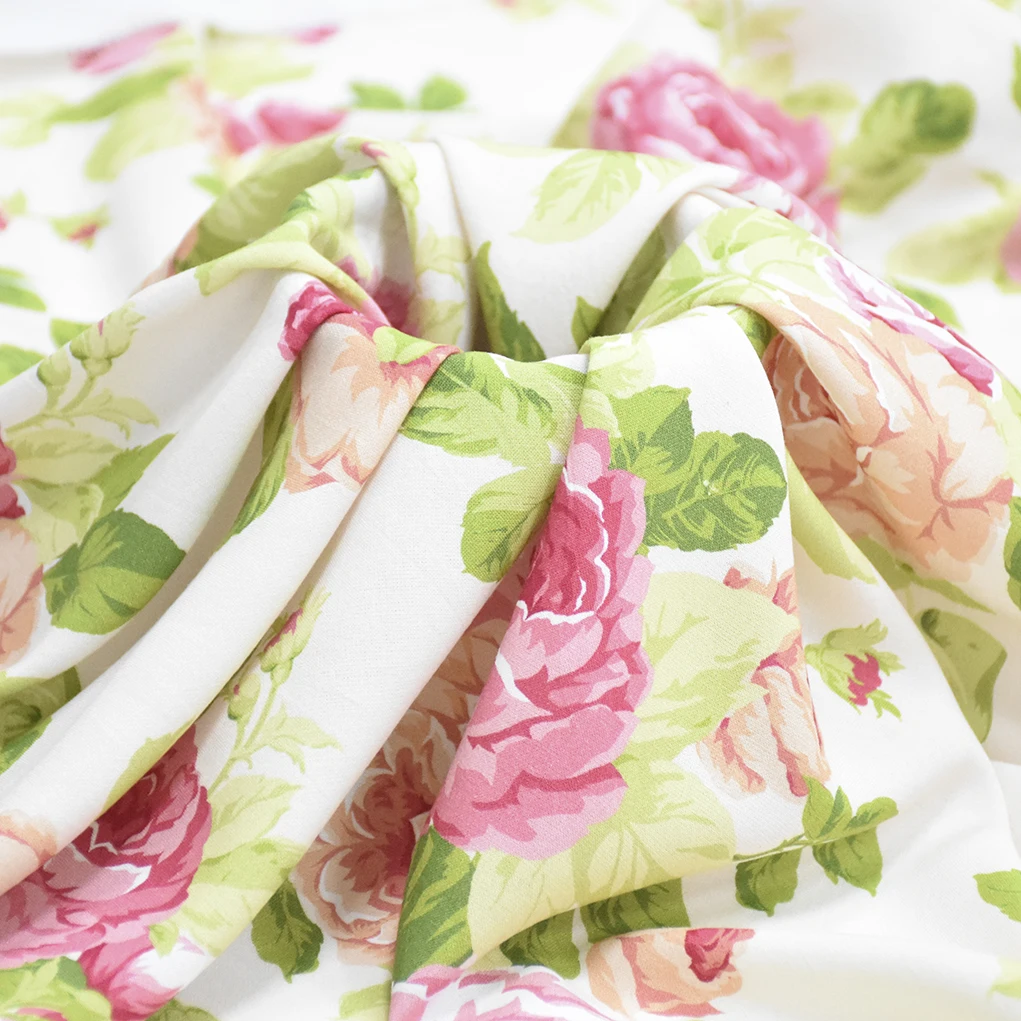 100% Twill Rayon Woven Fabric  Custom Digital Print Rose Flowers any Design 100gsm Soft Comfortable Viscose Fabric for Blouse