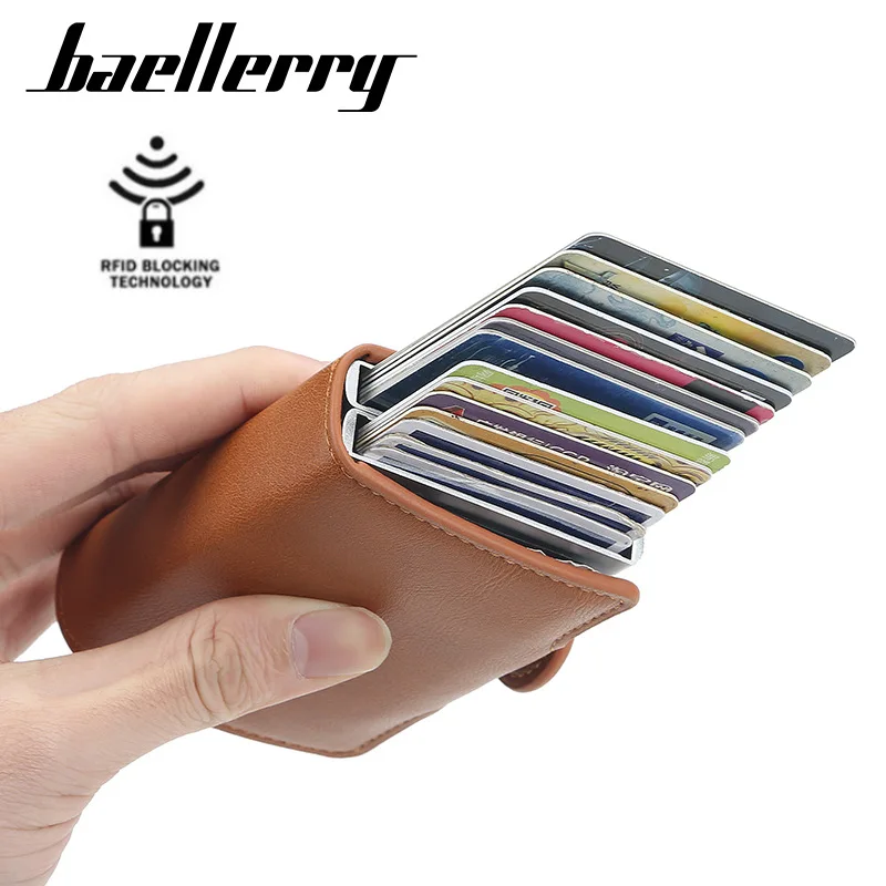 2024 baellerry rfid блокирующий двойной алюминиевый всплывающий кошелек тонкий умный минималистский держатель для кредитных карт