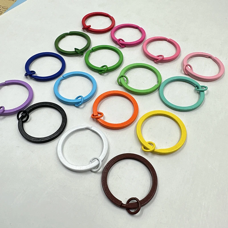 30mm Metal DIY Key Chain Accessory Silver Gold Bronze Round Split Key Ring With Twist Link Chain Keychain Rings With Link Chain