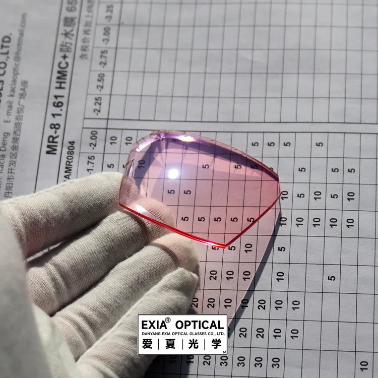 EXIA X26CUT2 Photochromic Pink MR-8 1.61 Rimless Cutting Lenses HMC Anti-Reflective Coatings Green HMC