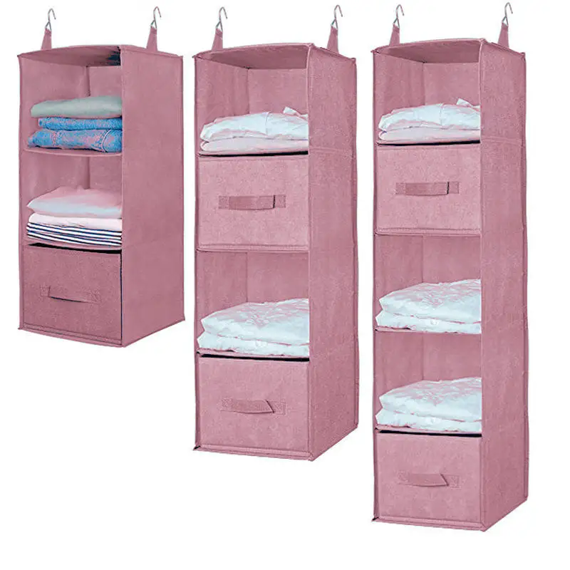 Hanging Dormitory Storage Bag Foldable clothing underwear Organizer Closet Hanging Shelf With Drawer