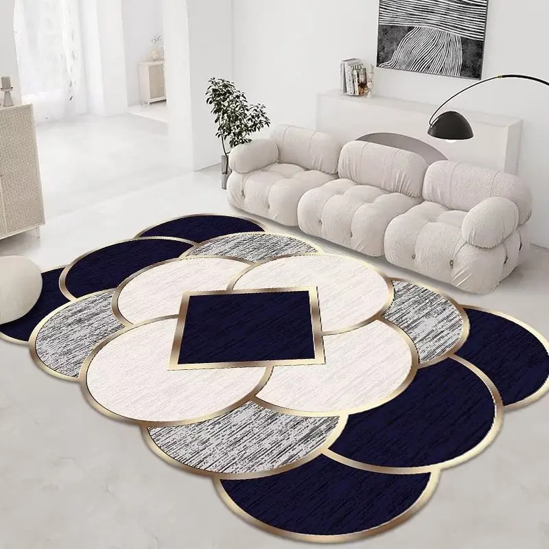 Sunny Textile Nordic Style Mats For Living Room Golden Diamond Velvet Geometric Marble Pattern Living Room Mat