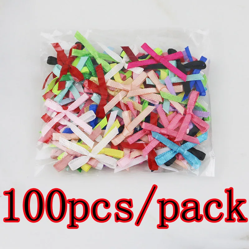 (100Pcs/pack) 30mm Mini Ribbon Bow Handmade DIY Crafts Making Home Bouquet Decoration Girl Hair Clips Accessories Wholesale