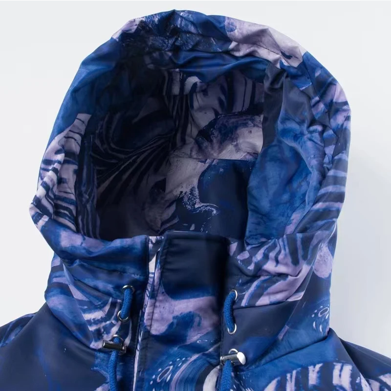 DiZNEW Custom fully printed Bubble Jacket Winter Hooded Down Jacket Oversized printed puffer jacket