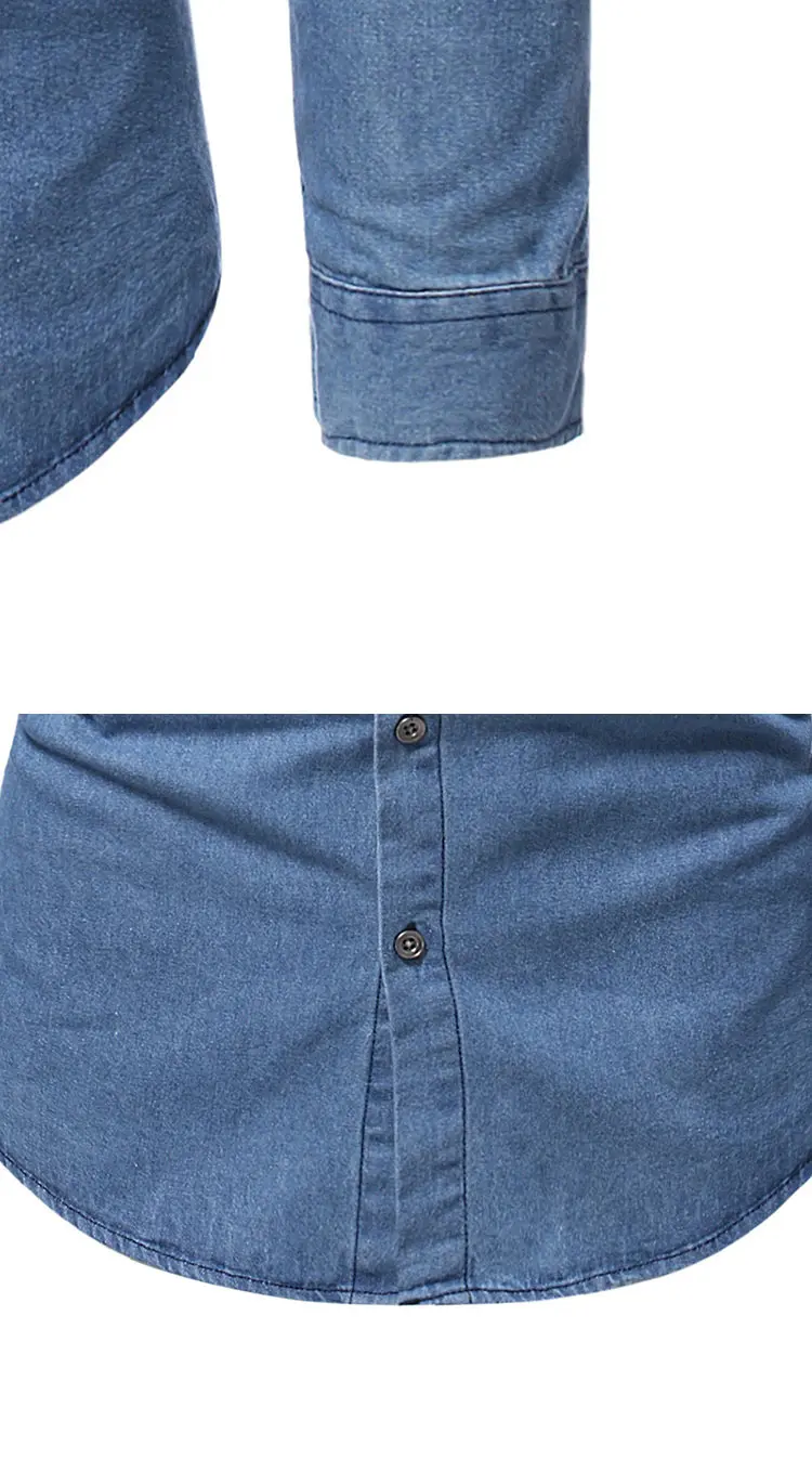 Hot sale formal Classic denim shirt Slim navy 100% Cotton Long Sleeve Casual Jeans Shirts for man