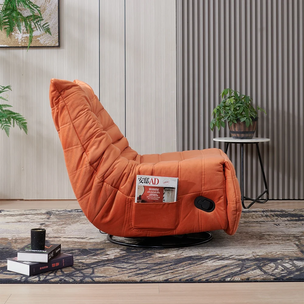 Custom leisure comfortable orange manual restaurant sofa recliner chair sofa for living roomleisure chair