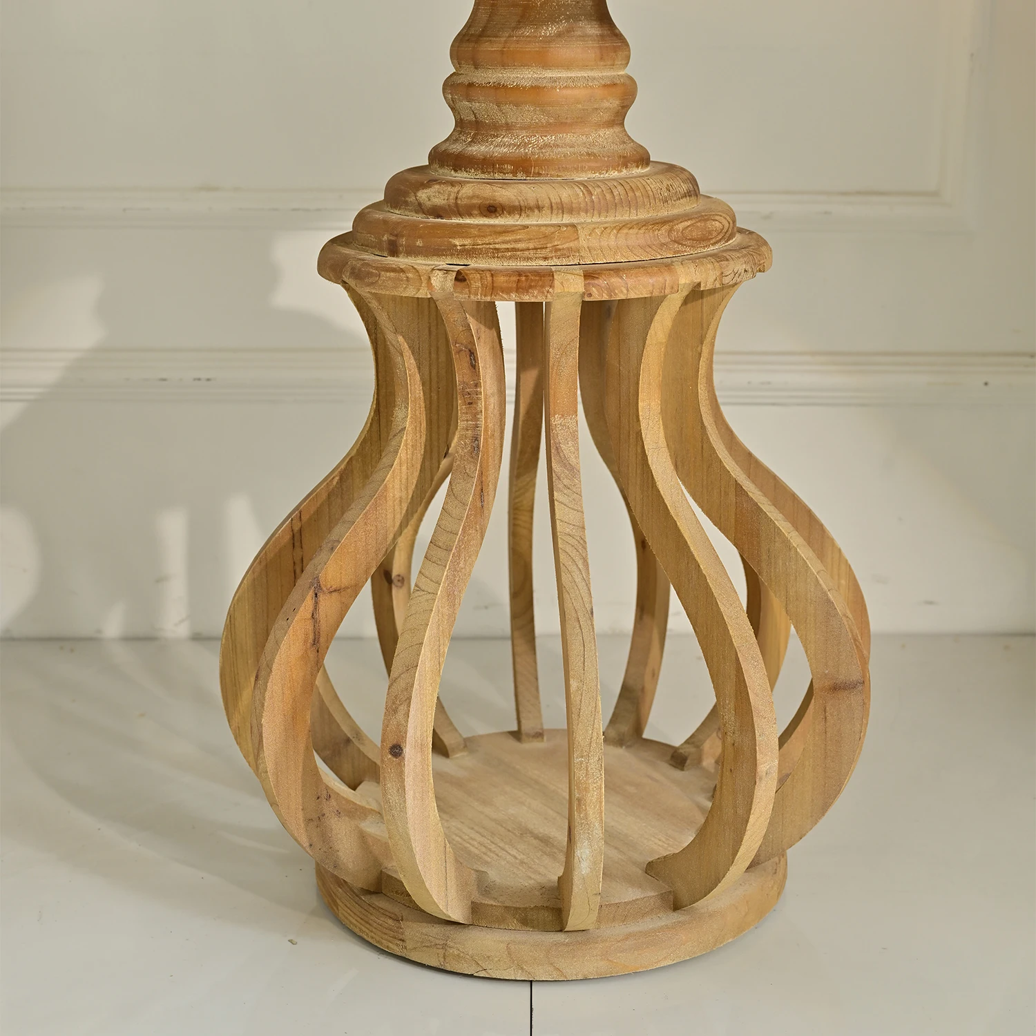 INNOVA Home farmhouse natural style round solid wood living room side coffee table