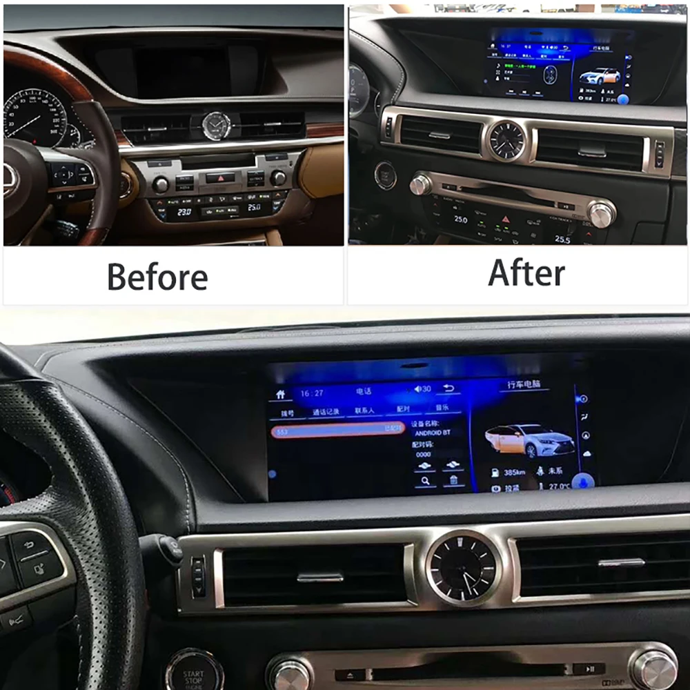 Автомагнитола 12 3 'Carplay для Lexus GS 2012-2016 Android 13 Автомобильный мультимедийный плеер GPS навигатор сенсорный экран автомобильный беспроводной дисплей