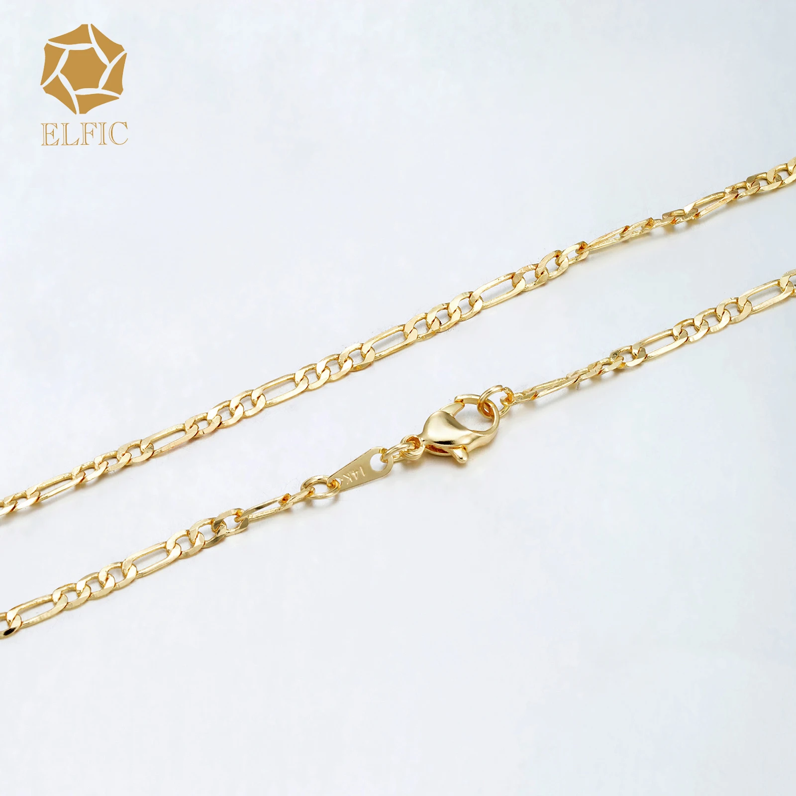 Elfic 14k позолоченная цепь для мужчин 3:1 плетеная цепочка Ожерелье Подвески ожерелья cadena de oro