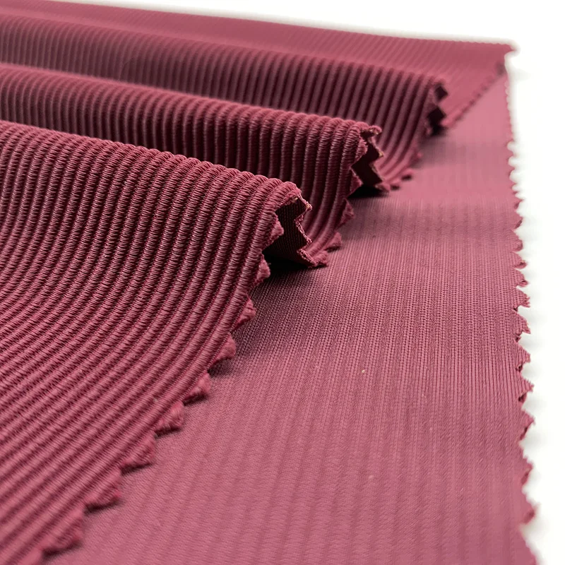 2020  New Design Polyester Spandex Textured Ribbed  fabric for swimwear