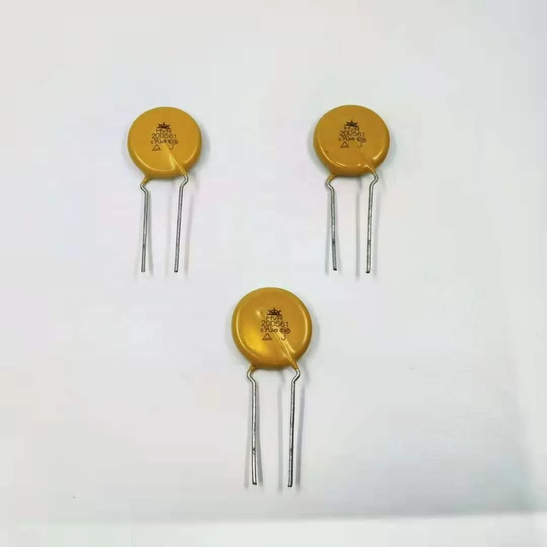 China ODM electronics components , yellow MOV 20mm  HVR20D561K zinc Oxide  Varistor for household appliances