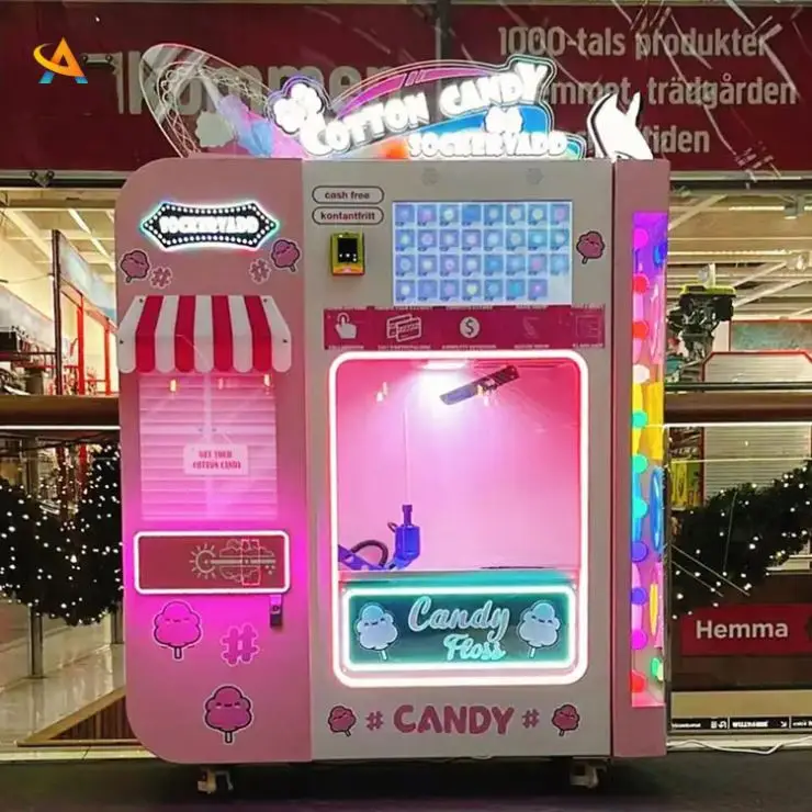 Полностью автоматический автомат для монет с кредитными картами сахарной ватой многоязычный