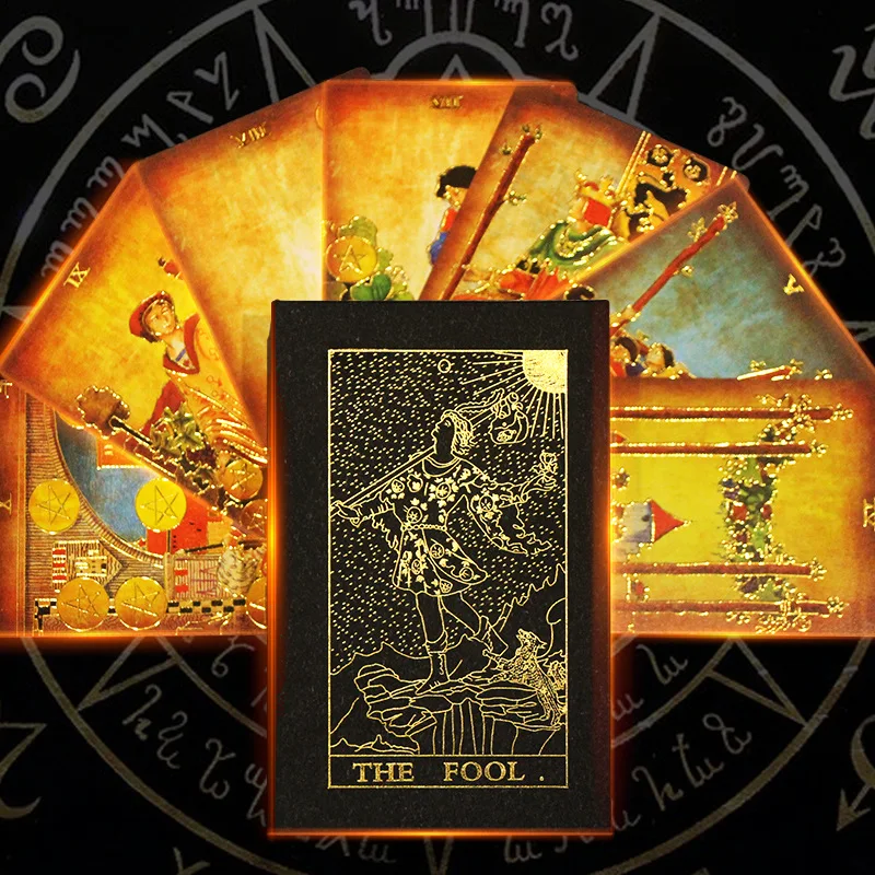High Quality Professional PVC Tarot  Wholesale New Gold Foil Tarot Cards Durable Light Luxury Magic Board Game