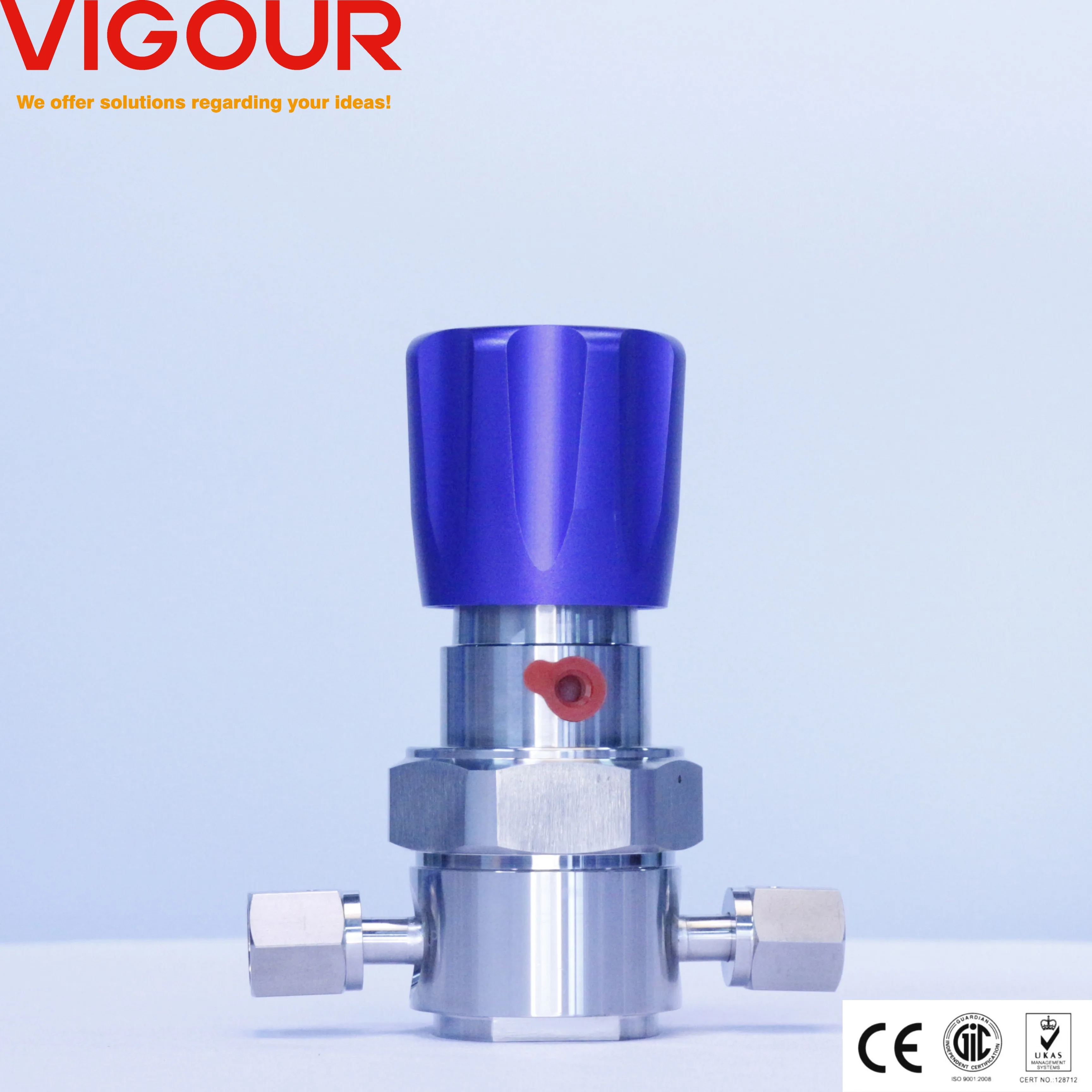 Single Stage Panel Mount Gas Regulator 316L Max 3500psig Inlet Pressure Manual Power