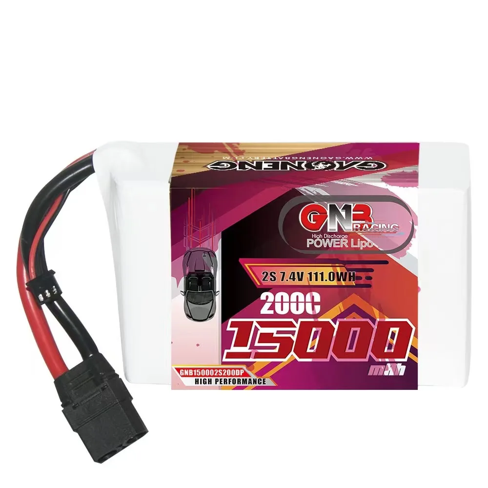 GNB GAONENG 1500mAh 15AH 2S 7.4V 200C XT90 RC LiPo Battery RC Car Drag Racing Drag Pack Soft Pack High Power Fast Speed