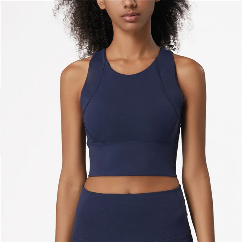 Custom Logo Women Sport Vest Naked Feel Gathered High Impact Yoga Fitness Tops