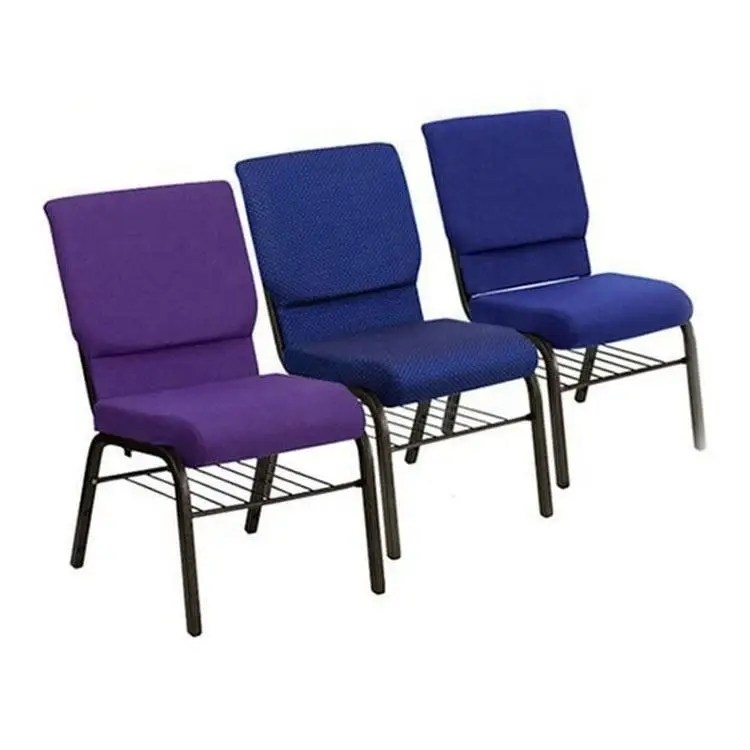 Wholesale Cheap Stackable Theater Chairs Interlocking Fabric Upholstered Church Chair for Sale