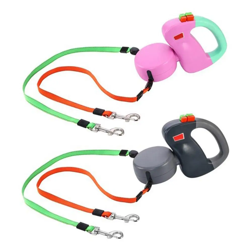 Automatic Retractable Walking Double Lead Leash Dog Traction Rope for Pet Outdoor Walking