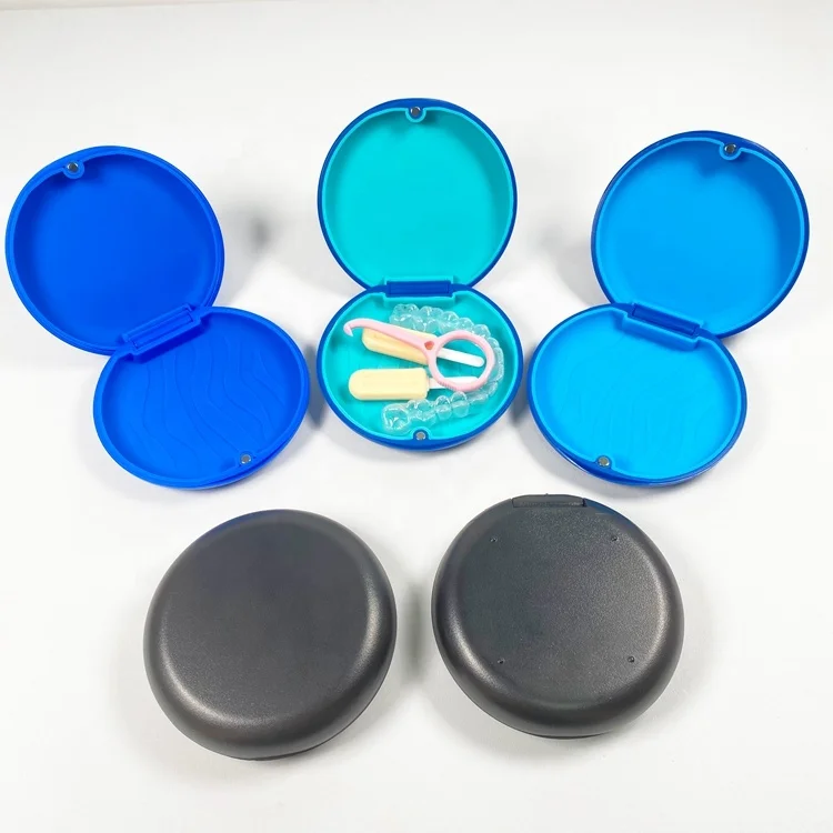 Dental Invisible Brace Storage Box Orthodontic Aligner Box with Mirror with Food Grade Silicone Pad