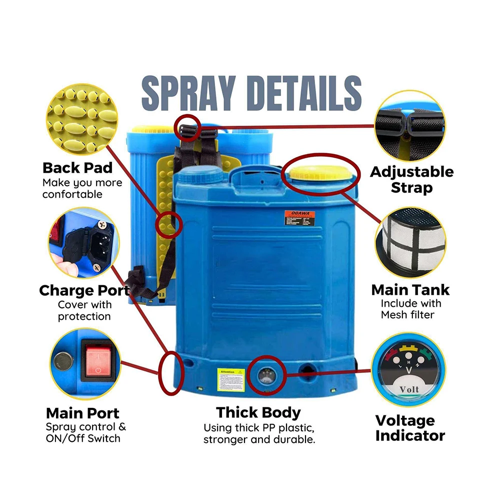 16L 20L Knapsack electric  operated power Battery Sprayer for Agriculture