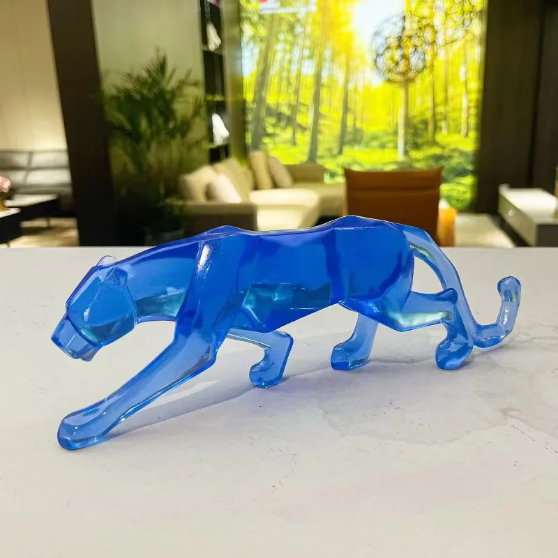 Luxury Home Office Decorative Transparent Acrylic Leopard Statue Handicrafts Money Sculpture for Home Art Anime Great Gift Idea
