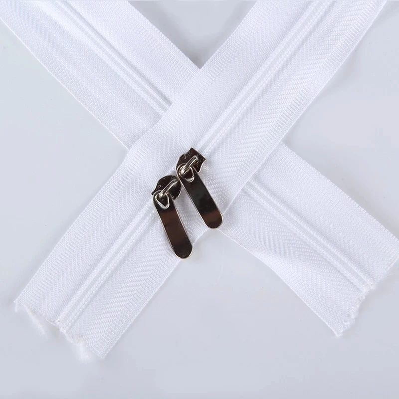 Nylon Zippers 3# Solid Long Chain Metal Double Slider Zipper Two-way Separator Open Zip Tape