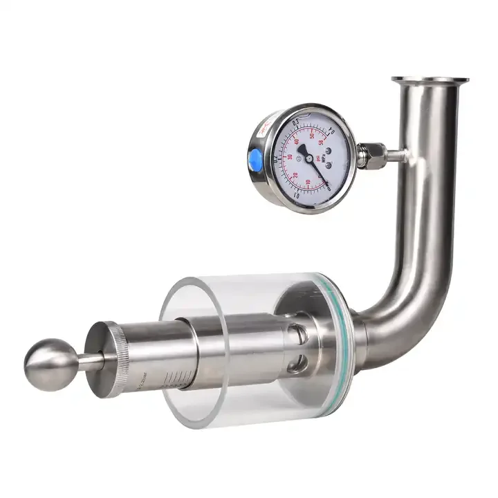 Sanitary stainless steel 1 inch and 2'  pressure relief valve bunging valve with pressure gauge