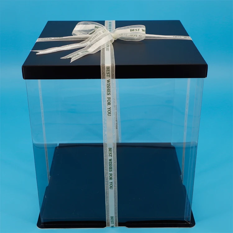 11x 11 inch Colored Strong Base Plain Clear Paper Cake Packaging Box for Large 4 tiers Cake Einweg-Tortenschachtel